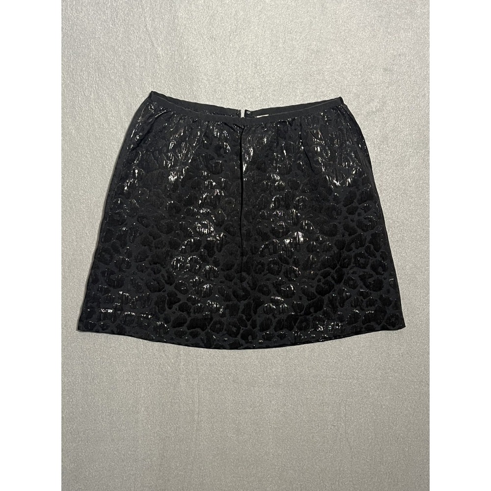 Old Navy Women's Black Textured Leopard Print Mini‎ Skirt Size 4 Zipper Back